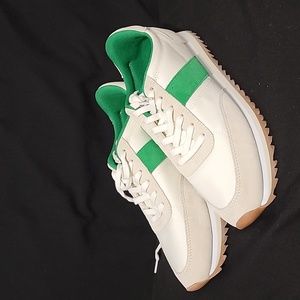 J Crew Sneakers Size 8.5, Green  and Off White